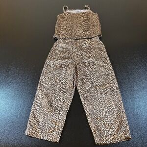 Lillian Vernon Leopard Print‎ Two-Piece Set Spaghetti Strap Top Girls Medium